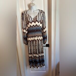 Ariat Black and White V-Neck Dress with Bishop Sleeves